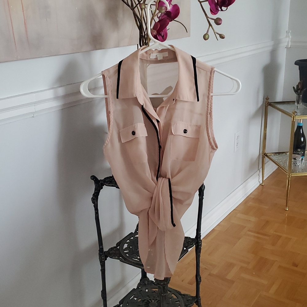 Edge Sleeveless Sheer Blouse Top S - Picture 9 of 9